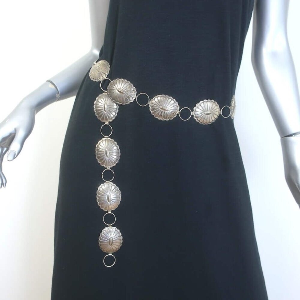 Vintage Navajo Sterling Silver Concho Belt 40"